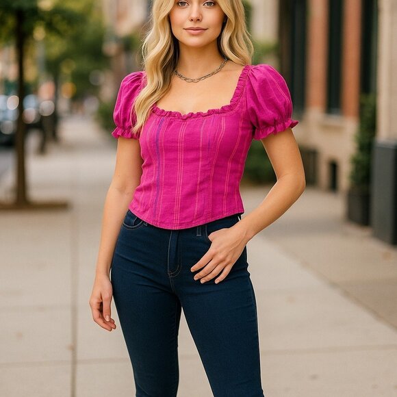 NWT Free People Serotonin Corset Top in Raspberry Sherbet S - Picture 15 of 16